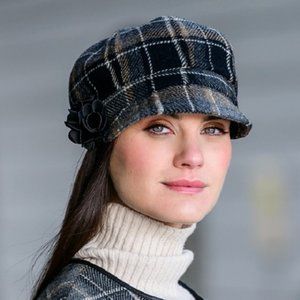 New Newsboy Wool Hat Black Gray Made in Ireland